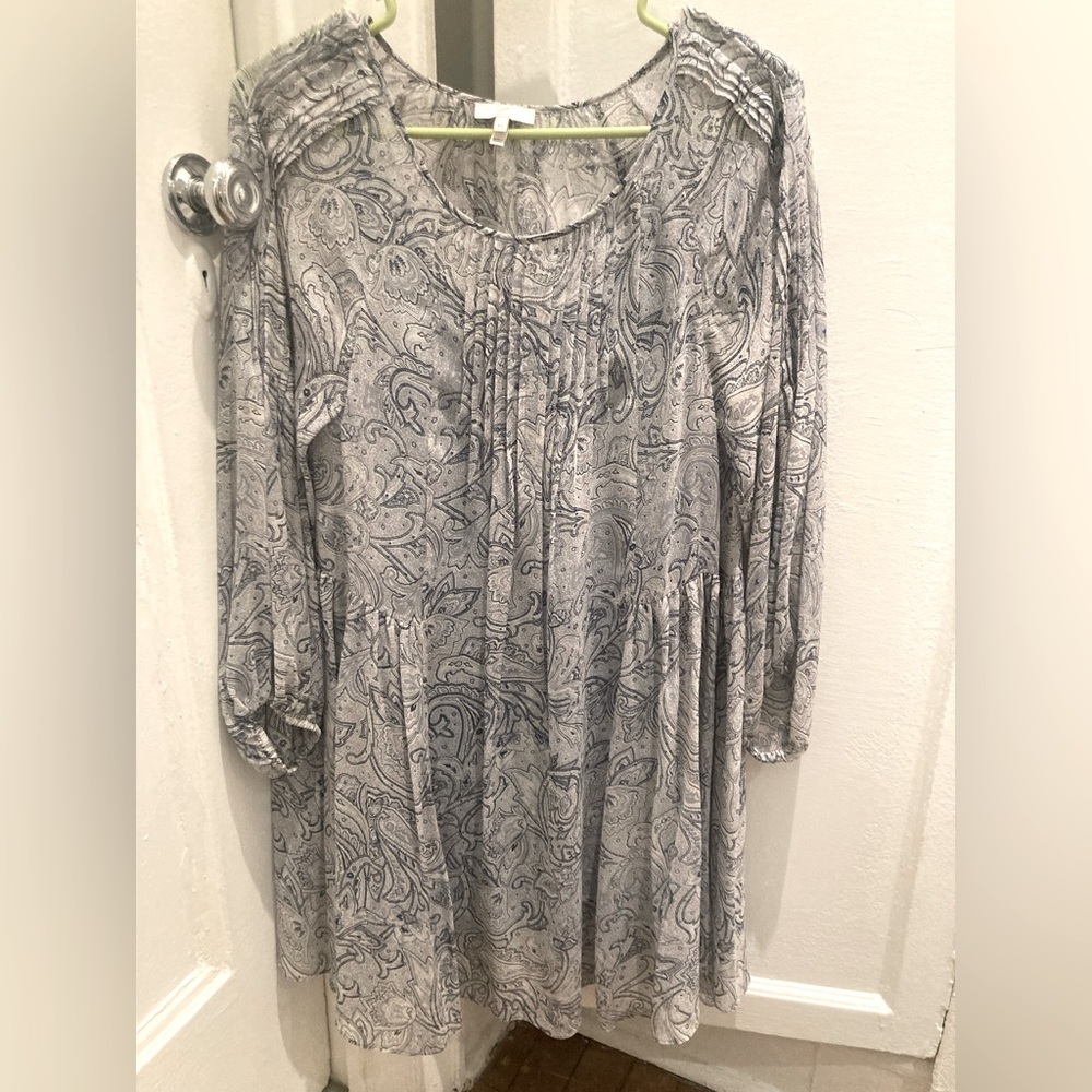 JOIE Achroite Paisley Print Georgette Silk Dusk Dress XSMALL(0-2)